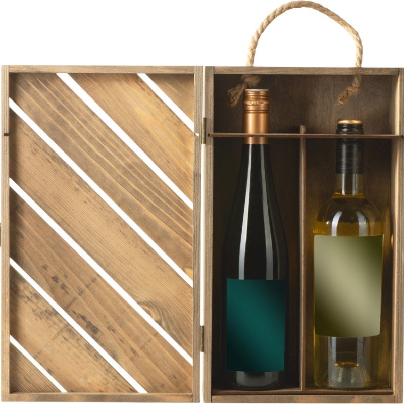 Коробка подарочная из массива дерева для 2х бутылок