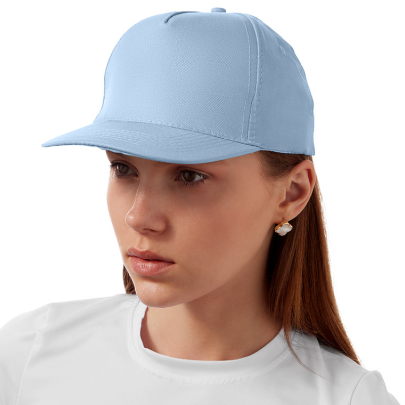 Бейсболка "Poly" 5-ти панельная 120гр, небесно-голубой Бейсболка "Poly" 5-ти панельная 120гр, небесно-голубой