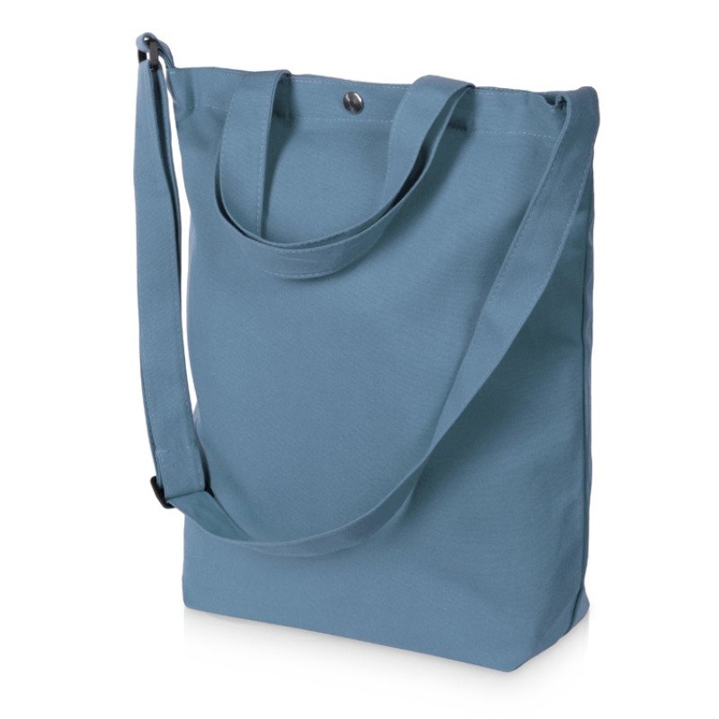 Сумка Helfer из хлопка на кнопке с регулирующейся лямкой, антрацит