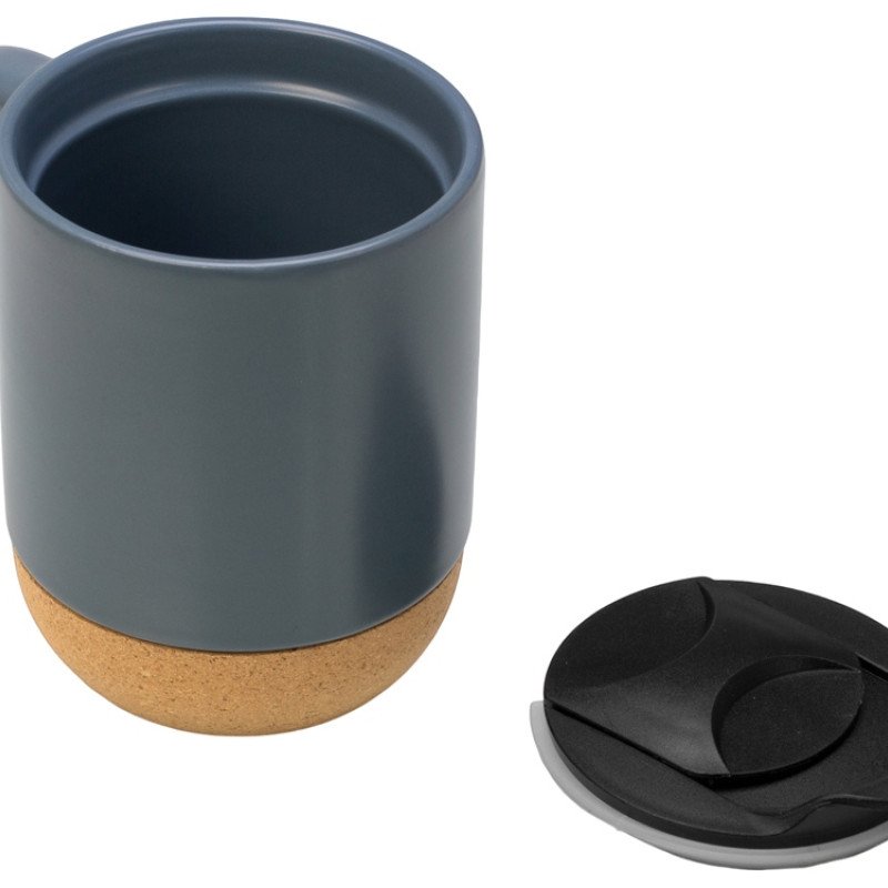 Кружка Denpasar с пробковым дном и крышкой, цветная с двух сторон, антрацит