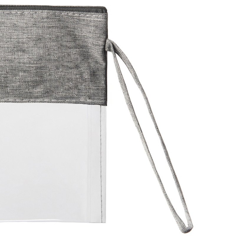 Косметичка из PVC и ткани "Leony", прозрачный/темно-серый