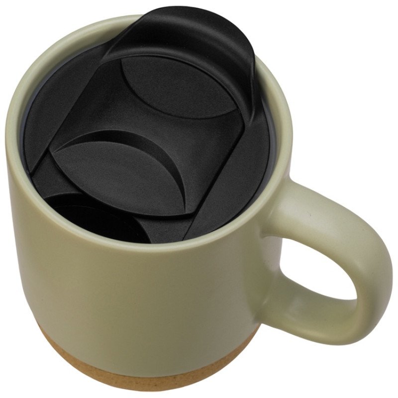 Кружка Denpasar с пробковым дном и крышкой, цветная с двух сторон, оливковый