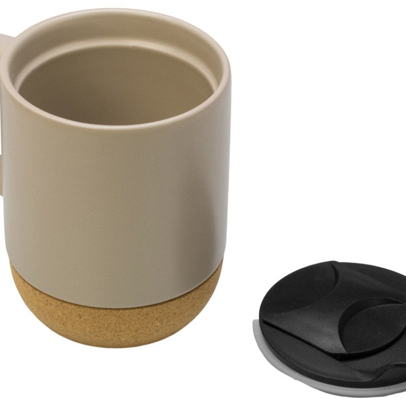 Кружка Denpasar с пробковым дном и крышкой, цветная с двух сторон, бежевый