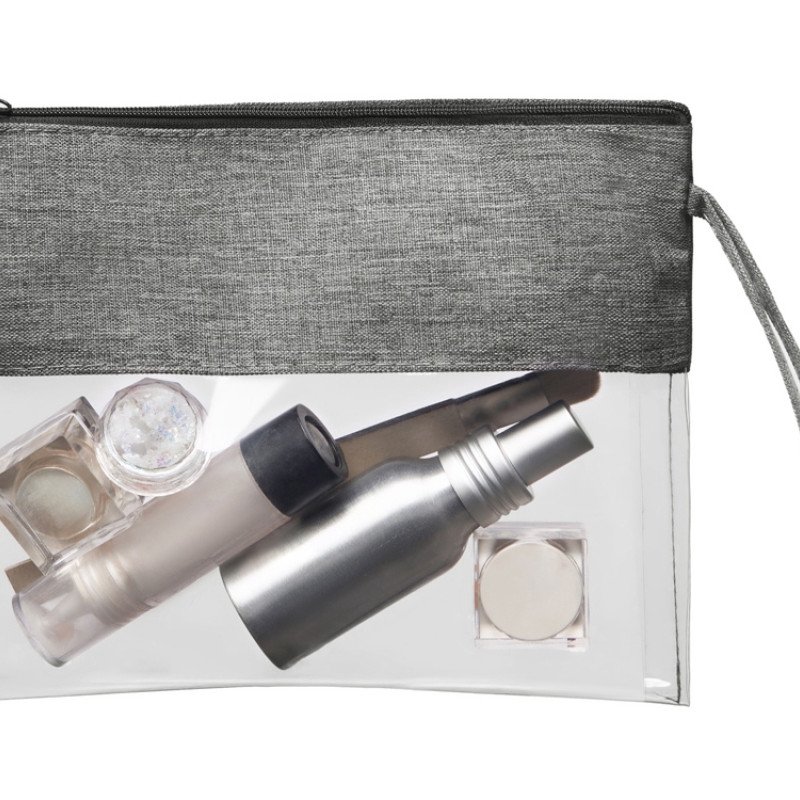 Косметичка из PVC и ткани "Leony", прозрачный/темно-серый