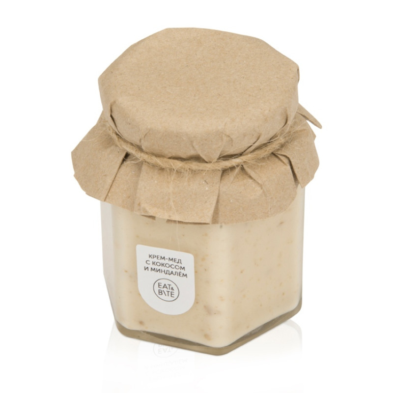 Крем-мёд с кокосом и миндалём 250 в шестигранной банке
