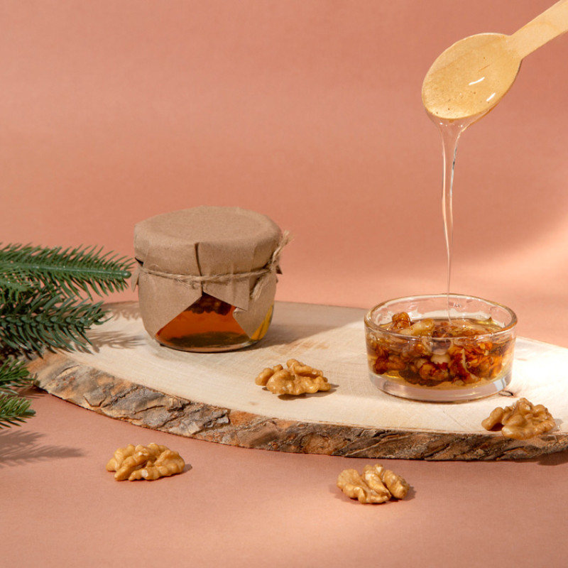 Сувенирный набор "Мед с грецким орехом" 120 гр