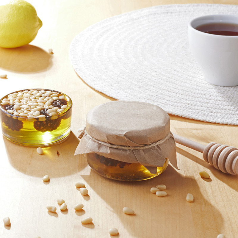 Мед с сосновой шишкой и кедровым орехом 120 гр.