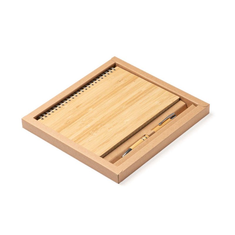 Набор GALA: блокнот А5, ручка шариковая, бамбук, бежевый