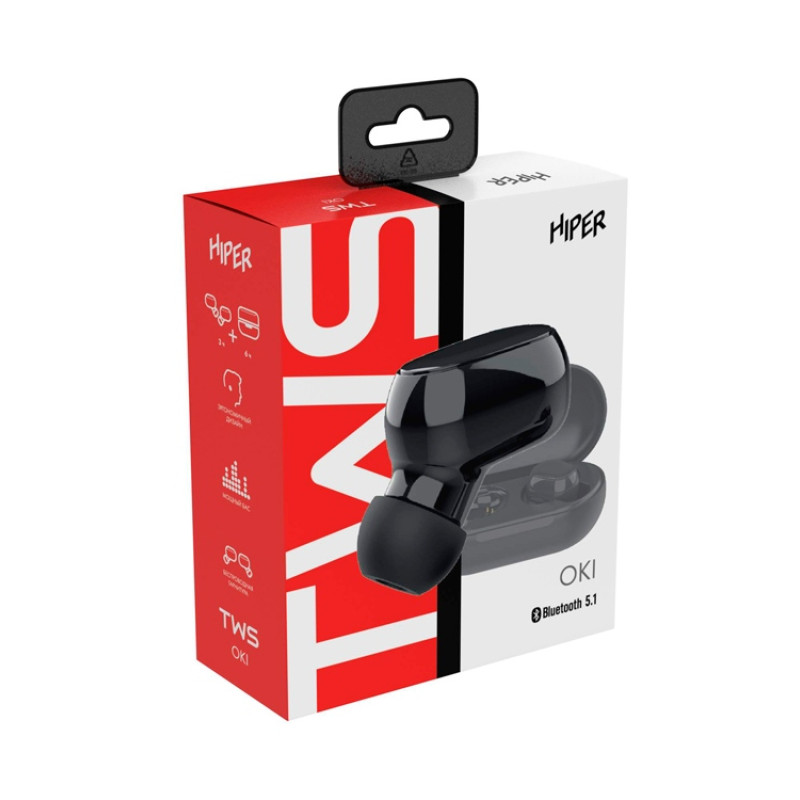 Беспроводные наушники HIPER TWS OKI Black (HTW-LX1) Bluetooth 5.0 гарнитура, Черный (Р)