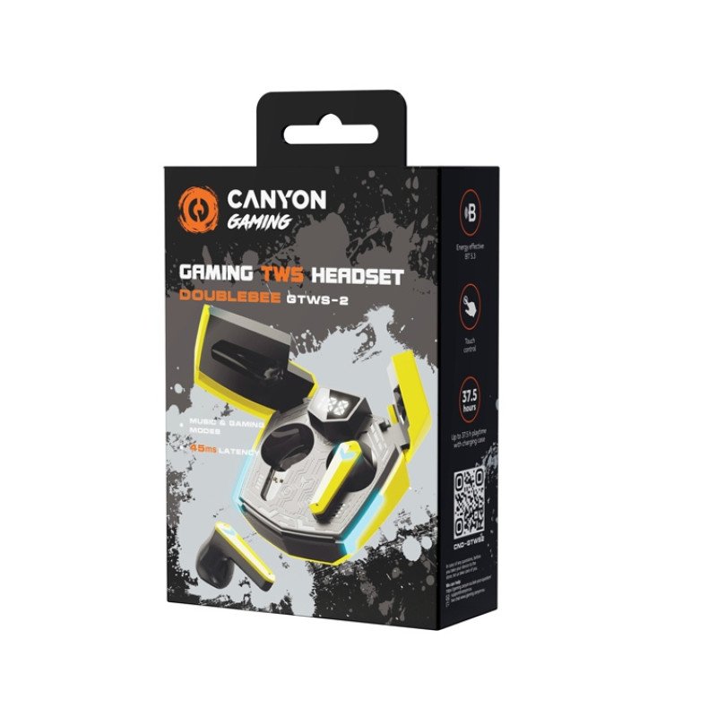 Игровая гарнитура Canyon DoubleBee GTWS-2, желтый (CND-GTWS2Y)