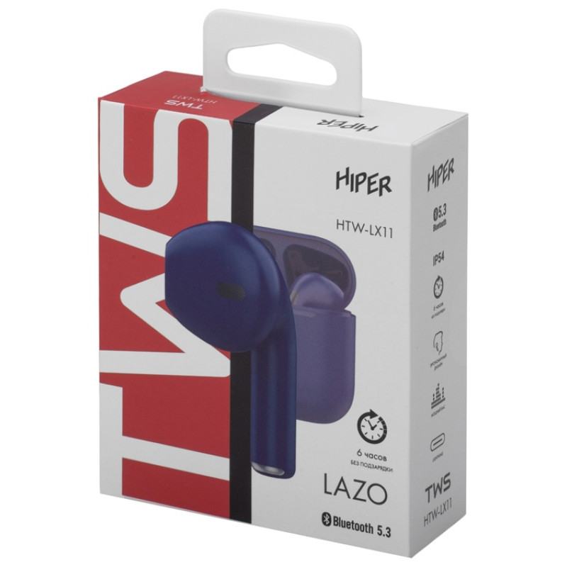 Беспроводные наушники HIPER TWS Lazo X12 White (HTW-LX12) Bluetooth 5.3 гарнитура, Белый (Р)