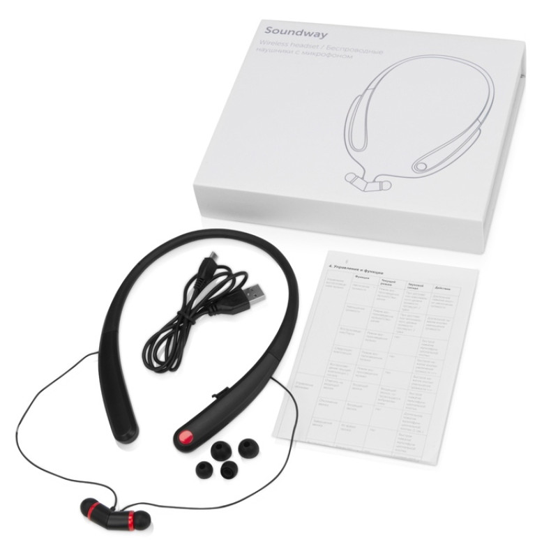 Беспроводные наушники с микрофоном «Soundway», черный/красный