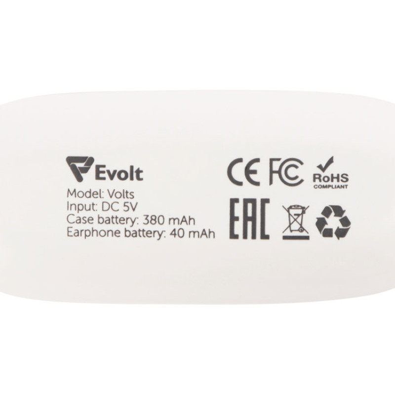 Беспроводные наушники TWS в кейсе Volts. Evolt, белый, пластик