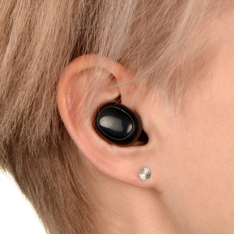 Беспроводные наушники TWS в кейсе Volts. Evolt, черный, пластик