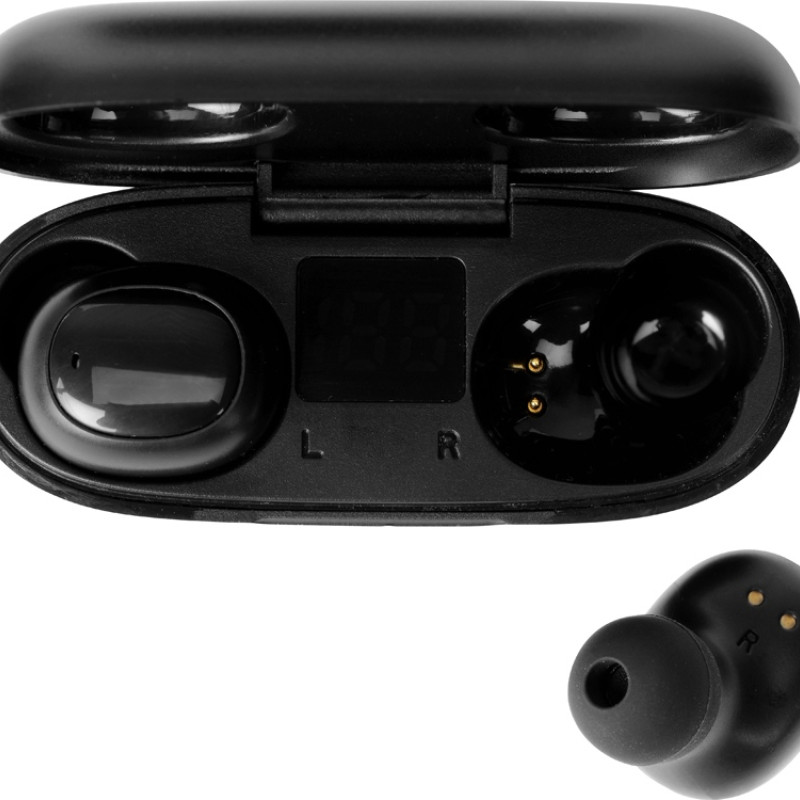 Беспроводные наушники TWS в кейсе Volts. Evolt, черный, пластик