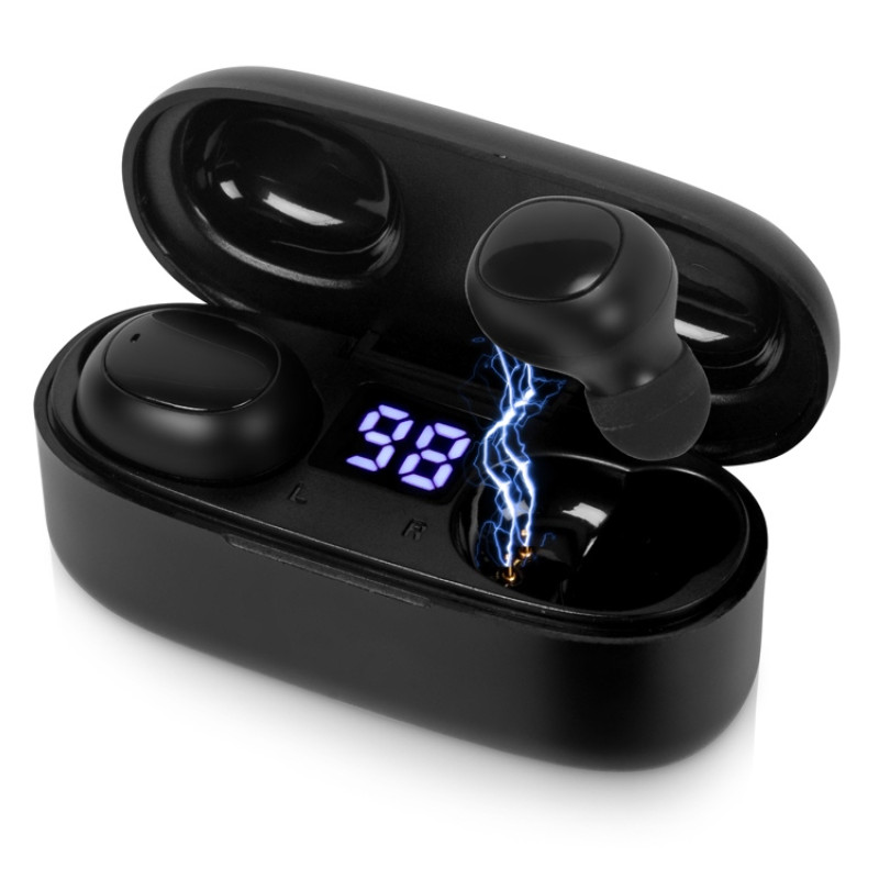 Беспроводные наушники TWS в кейсе Volts. Evolt, черный, пластик