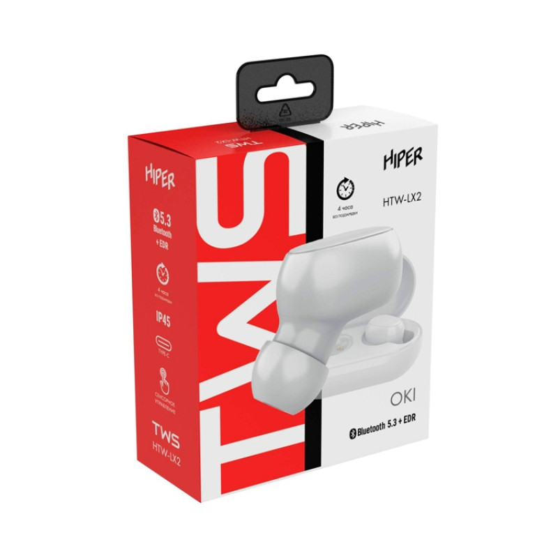 Беспроводные наушники HIPER TWS OKI White (HTW-LX2) Bluetooth 5.0 гарнитура, Белый (Р)