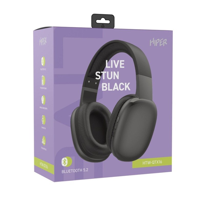 HIPER Наушники накладные Bluetooth HIPER LIVE STUN HTW-QTX16 HIPER Наушники накладные Bluetooth HIPER LIVE STUN HTW-QTX16