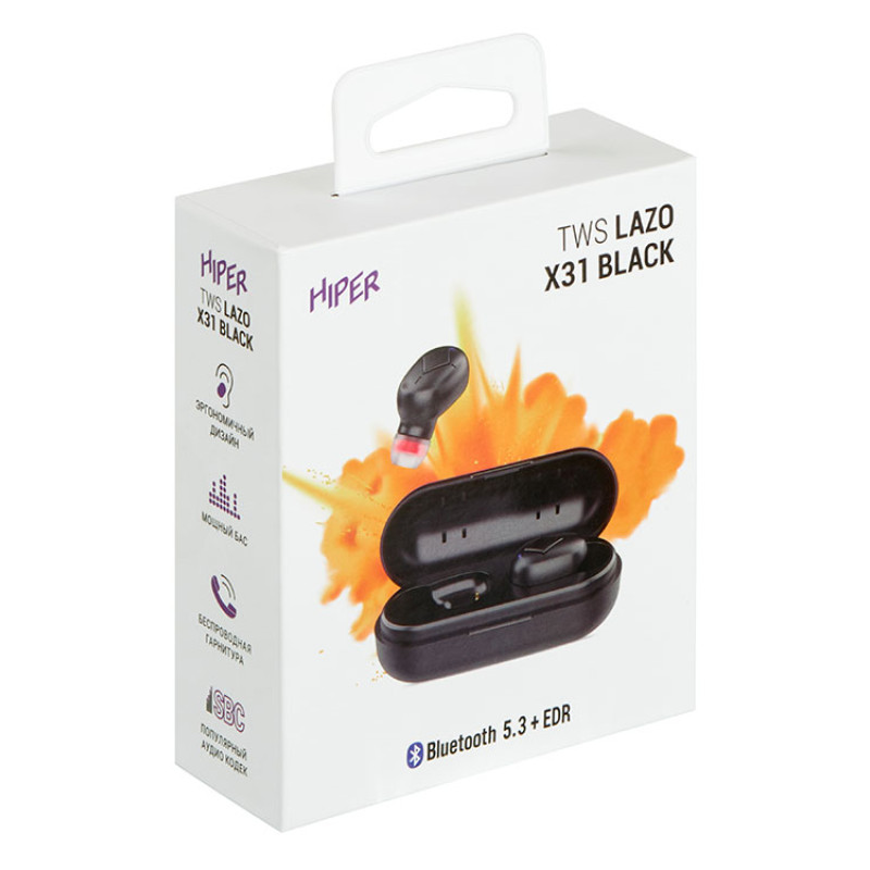 Наушники HIPER TWS Lazo X31 Black (HTW-LX31) Bluetooth 5.3 гарнитура, Черный (Р)