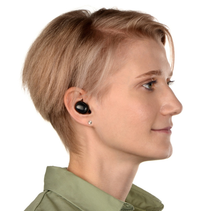 Беспроводные наушники TWS в кейсе Volts. Evolt, черный, пластик