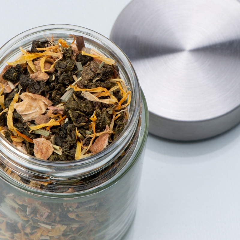 Чай зеленый, серия "Essence", с медом, имбирем и лимоном, стеклянная банка