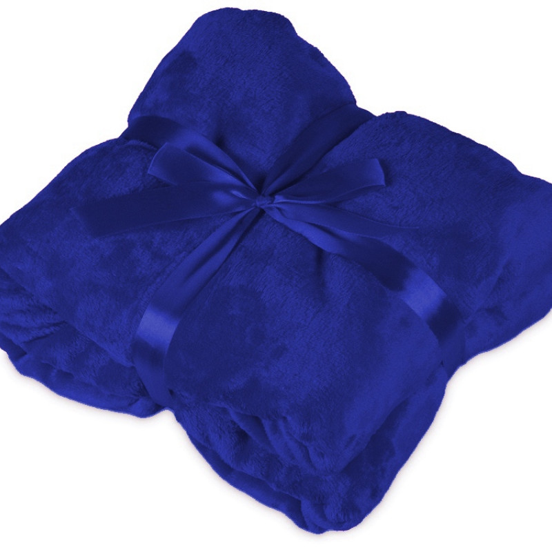 Подарочный набор с пледом, термокружкой и чаем, синий