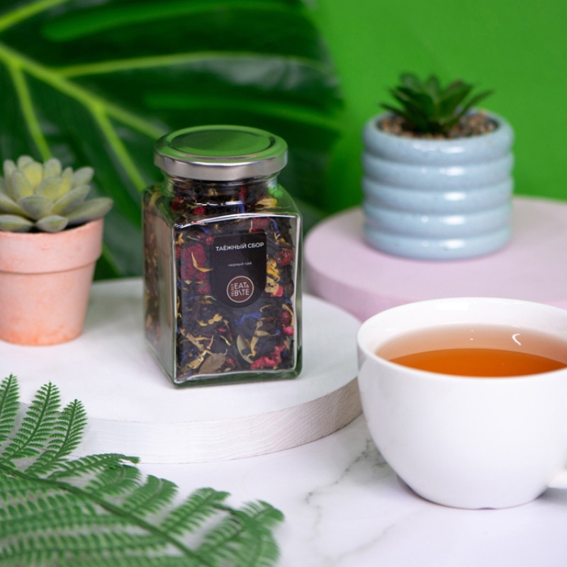 Чай черный, серия "Bouquet", таежный сбор, стеклянная банка