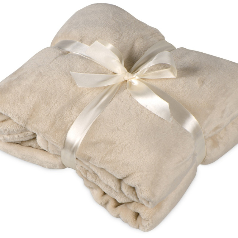 Подарочный набор с пледом, термокружкой и чаем, бежевый