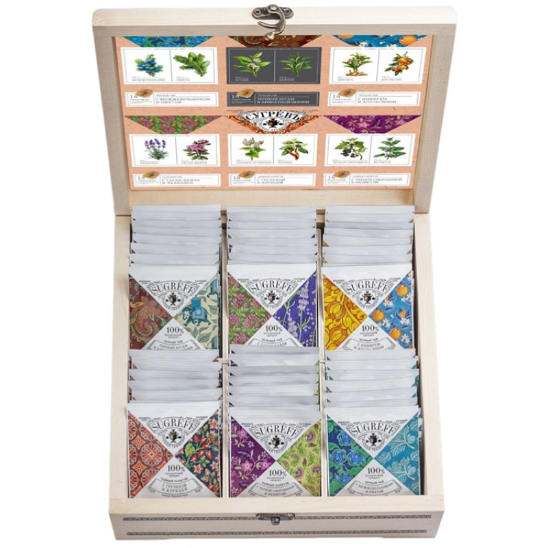 Подарочный набор с пакетированным чаем в деревянной шкатулке без лого