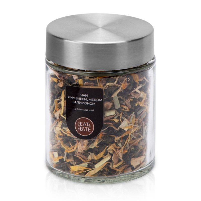 Чай зеленый, серия "Essence", с медом, имбирем и лимоном, стеклянная банка