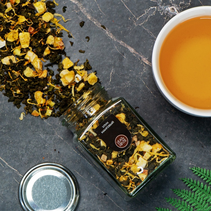 Чай манговый улун, серия "Bouquet", стеклянная банка