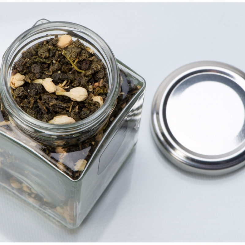 Чай зеленый, серия "Bouquet", моли хуа с бутонами жасмина, стеклянная банка