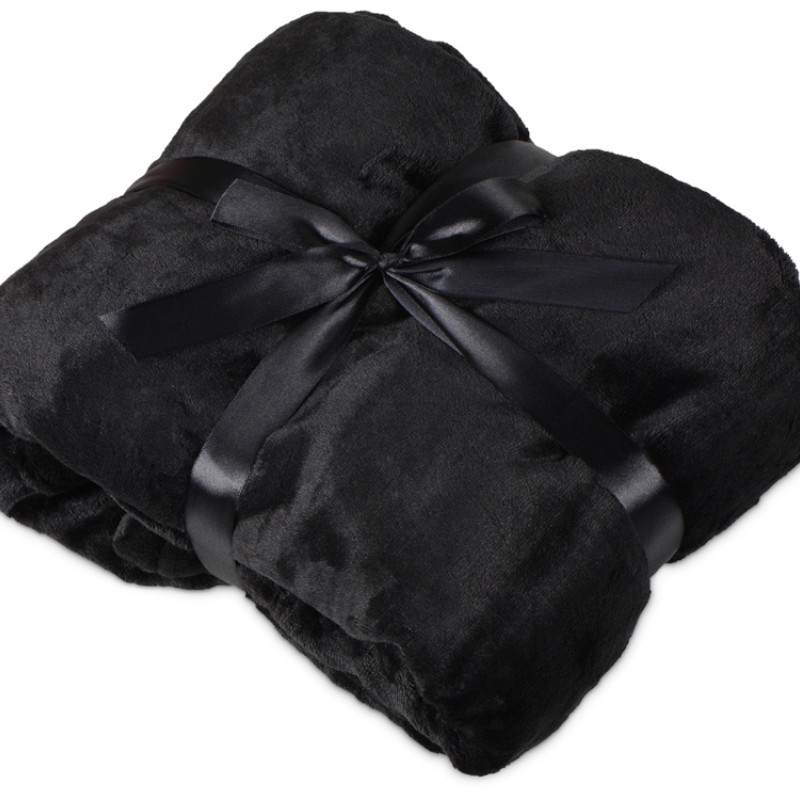 Подарочный набор с пледом, термокружкой и чаем, черный