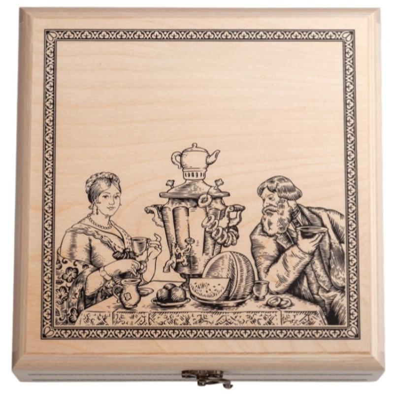 Подарочный набор с пакетированным чаем в деревянной шкатулке без лого