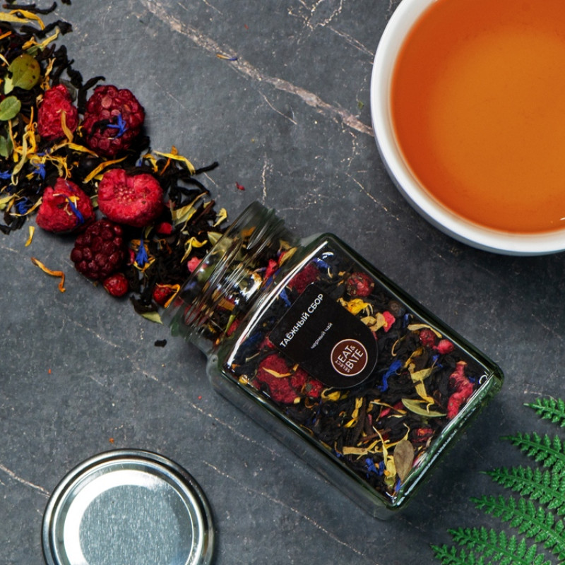 Чай черный, серия "Bouquet", таежный сбор, стеклянная банка