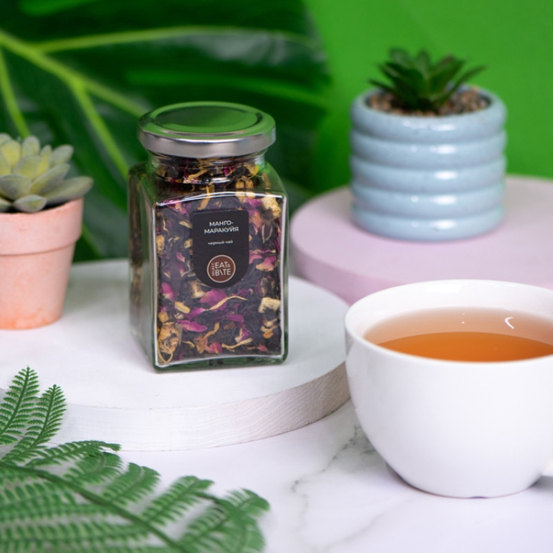 Чай черный, серия "Bouquet", манго-маракуйя, стеклянная банка