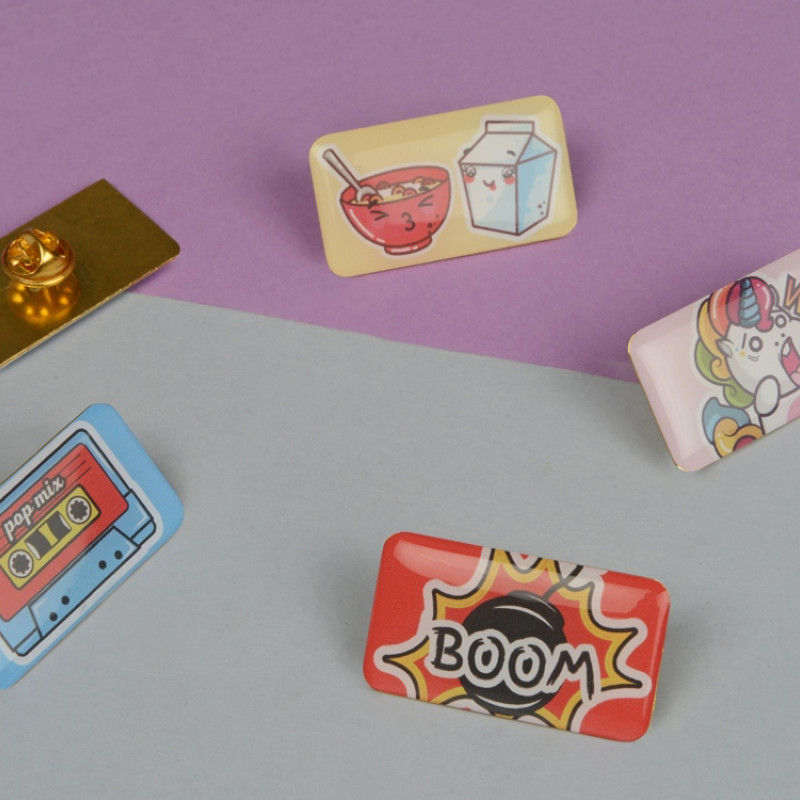 Значок металлический «Прямоугольник» закругленные углы, золотистый Значок металлический «Прямоугольник» закругленные углы, золотистый