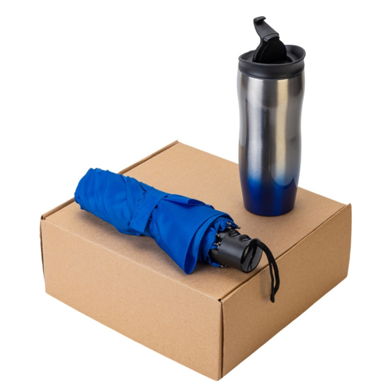 Подарочный набор «On the go» с термокружкой и зонтом Подарочный набор «On the go» с термокружкой и зонтом