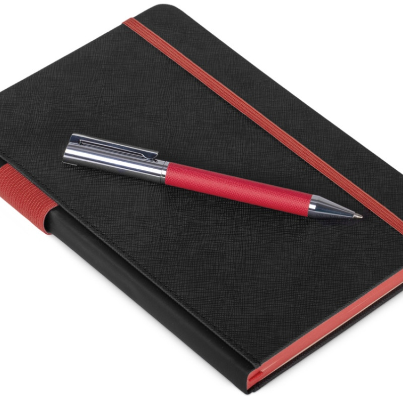 Бизнес блокнот "Bossy" с ручкой, черный и красный