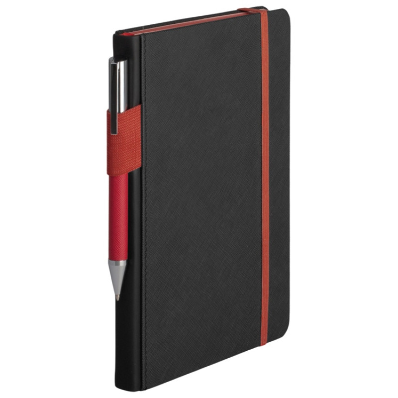 Бизнес блокнот "Bossy" с ручкой, черный и красный