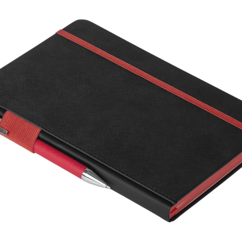 Бизнес блокнот "Bossy" с ручкой, черный и красный