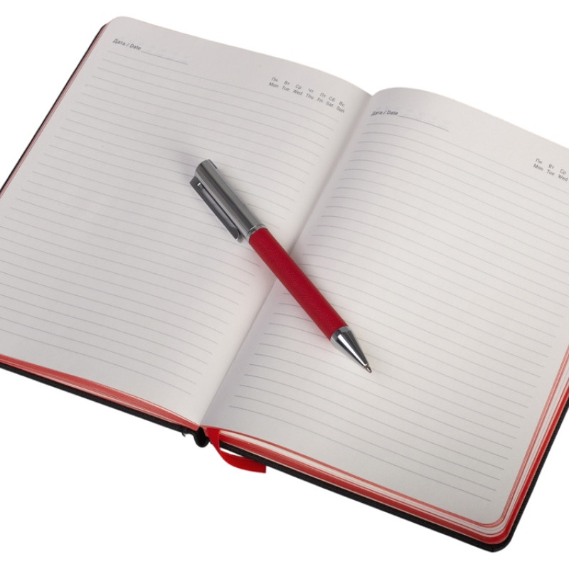 Бизнес блокнот "Bossy" с ручкой, черный и красный