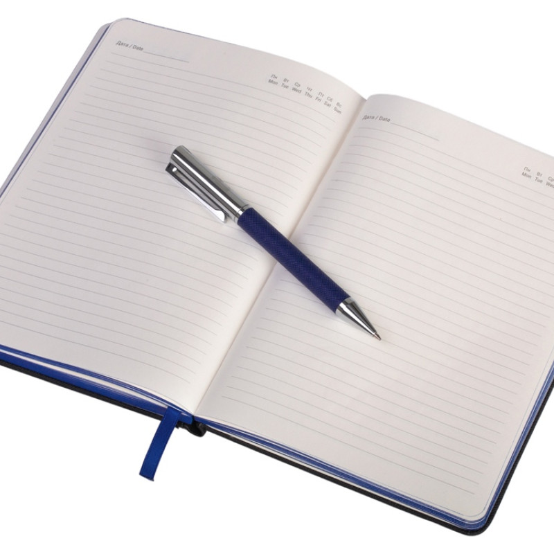 Бизнес блокнот "Bossy" с ручкой, черный и синий