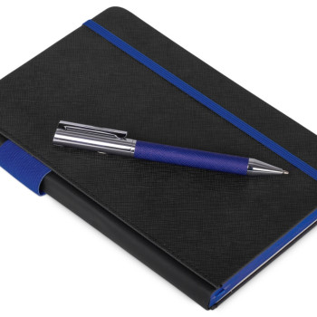 Бизнес блокнот "Bossy" с ручкой, черный и синий