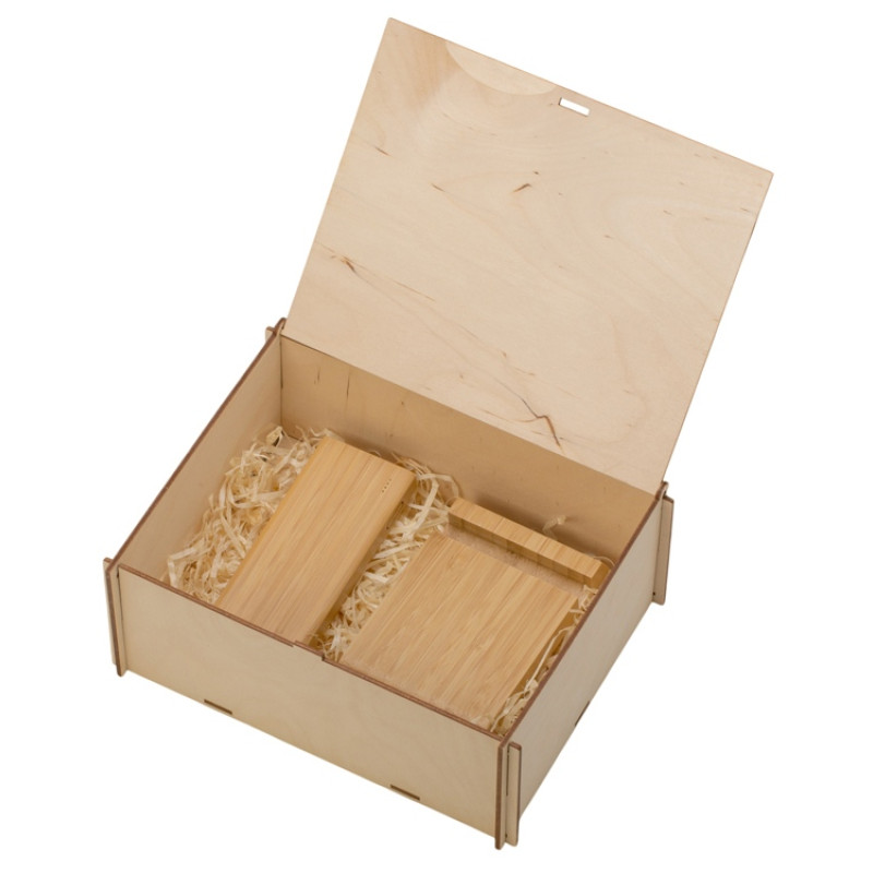 Подарочный набор с БЗУ и внешним аккумулятором «Bamboo Set», натуральный