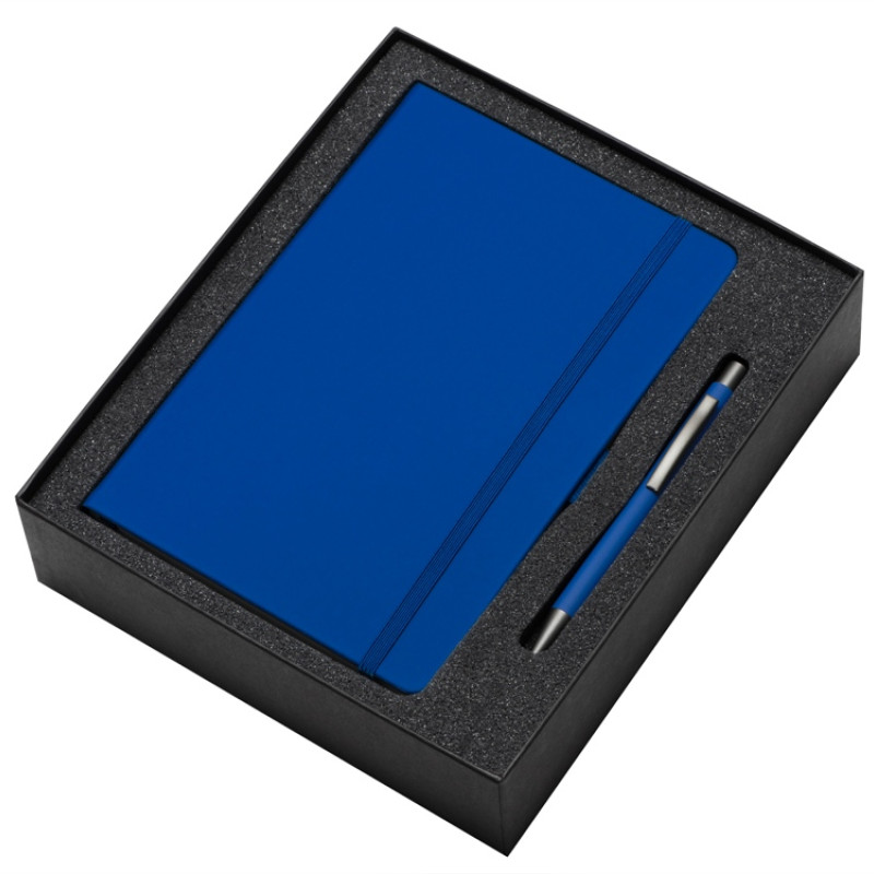 Подарочный набор Vision Pro soft-touch с ручкой и блокнотом А5, синий
