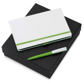 Подарочный набор «Jacque white» 2.0. с ручкой и блокнотом, зеленое яблоко