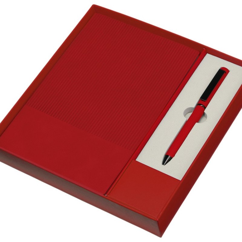 Набор блокнот в гибкой обложке А5 и металлическая шариковая ручка "Nabokov", красный