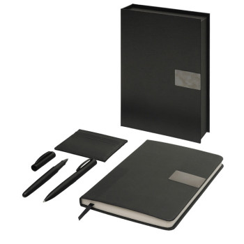 Подарочный набор "Goethe" с блокнотом А5, 2-мя ручками и картхолдером, черный