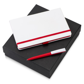 Подарочный набор «Jacque white» 2.0. с ручкой и блокнотом, красный